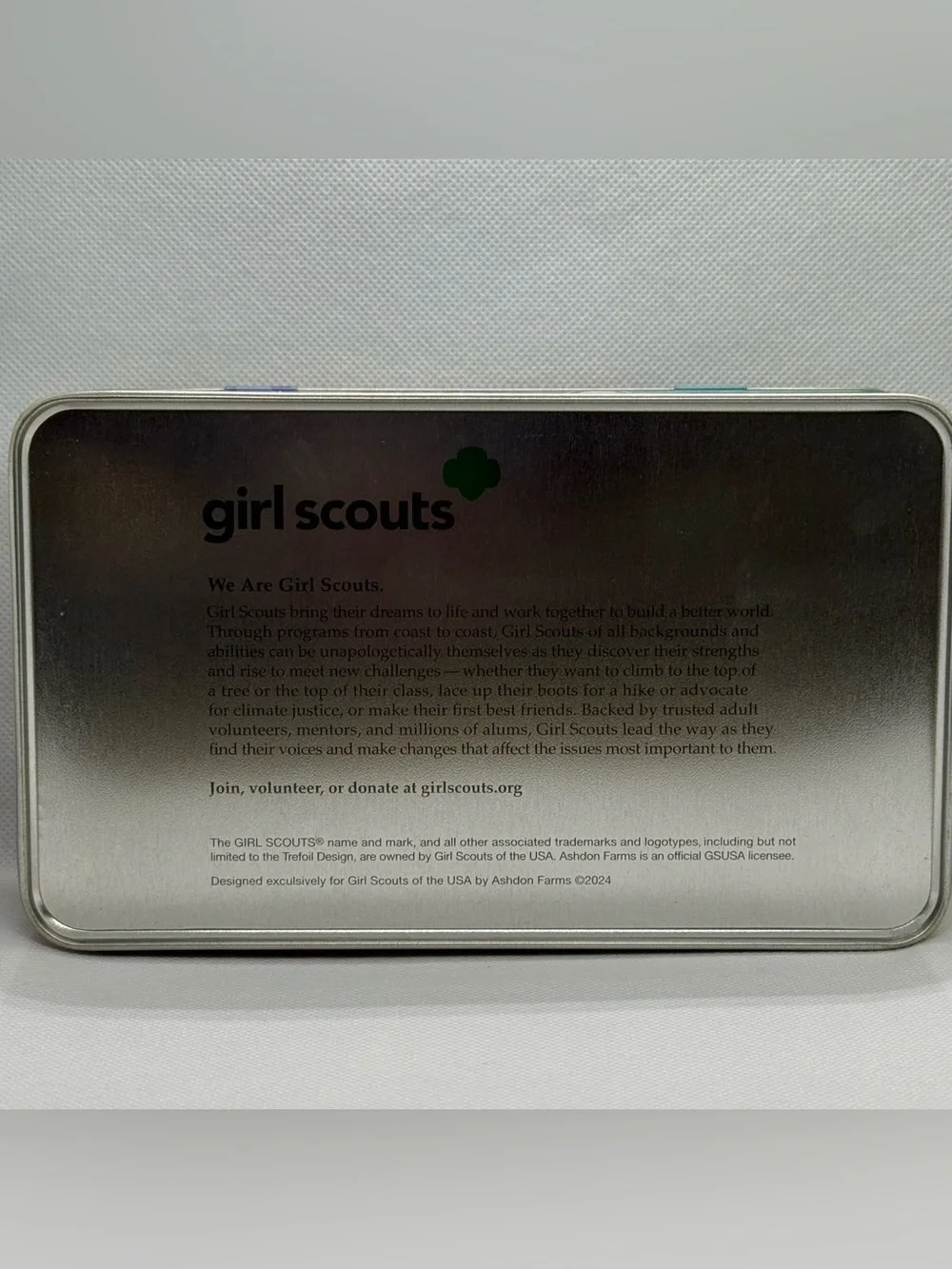 Girl Scouts 2024 Courage Confidence Character Metal Keepsake Tin Box